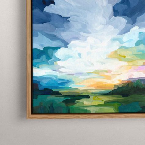 Summer painting wall art print | Susannah Bleasby Paintings For Office, Summer House Decor, Sunshine Painting, Lisa Painting, Abstract Wall Art Living Room, Seashell Wall Art, Sunrise Painting, Summer Wall Art, Sunrise Art