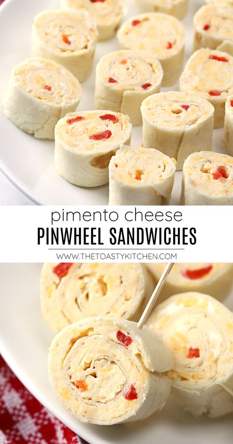 Pimento Cheese Pinwheels, Pinwheel Appetizers Cream Cheese, Creamy Pimento Cheese, Pimento Cheese Appetizer, Pinwheel Sandwich Recipes, Appetizers Cheese, Tortilla Pinwheels, Pinwheel Sandwiches, Pimento Cheese Sandwiches