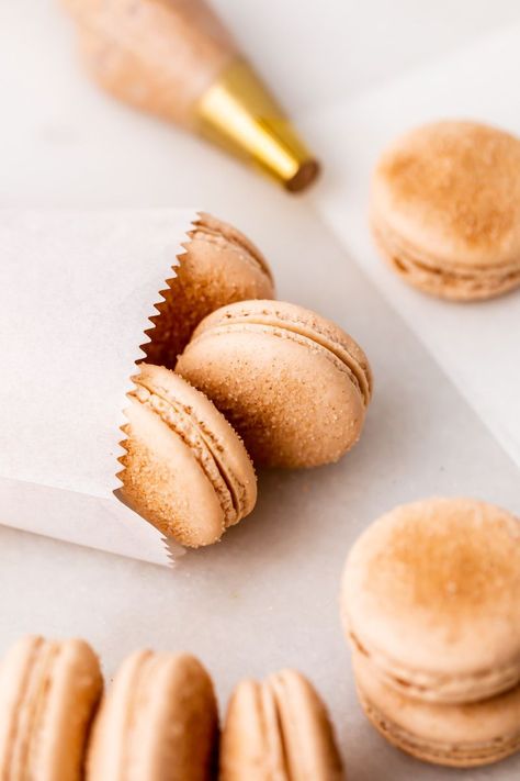 Churro Macarons, Chai Macarons, French Macarons Flavors, Baked Shells, Macaroon Filling, Flavored Frosting, Macaron Recipes, Dairy And Gluten Free, Macaron Filling