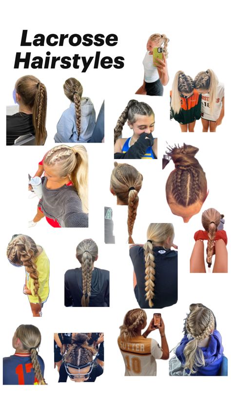 Easy Cross Country Hairstyles, Girls Lacrosse Hairstyles, Conference Hairstyles, Lax Hairstyles, Lacrosse Hair, Hair Styles For Soccer, Simple Volleyball Hairstyles, Volleyball Game Day Hair, Sport Hairstyles For Long Hair