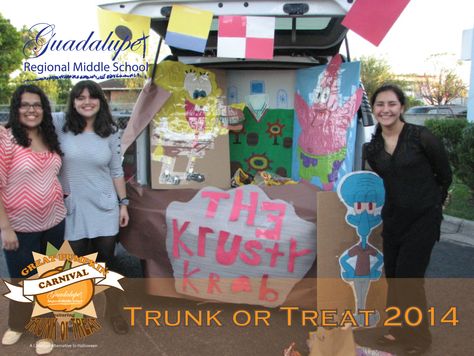 trunk or treat spongebob Spongebob Trunk Or Treat Ideas For Cars, Trunk Or Treat Spongebob, Sponge Bob Trunk Or Treat, Spongebob Trunk Or Treat, Spongebob Trunk Or Treat Ideas, Spongebob Theme, Spongebob Halloween, Halloween Car Decorations, Trunk Or Treat Ideas