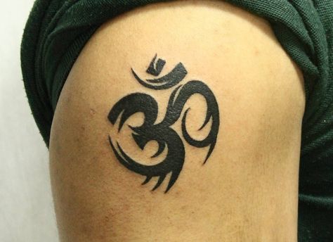 Ohm Tattoo For Men, Small And Simple Tattoos, Simple Tattoos For Men, Poison Tattoo, Ohm Tattoo, Indian Tattoo Design, Small Tattoo Placement, Buddhist Tattoo, Advaita Vedanta