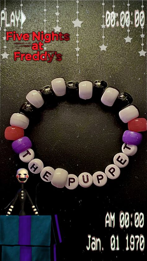 Music Beaded Bracelet, Fnaf Bracelet Pattern, Fnaf Friendship Bracelet, Fnaf Bead Bracelets, Fnaf Kandi Bracelet, Fnaf Bracelet Ideas, Fnaf Bracelet, Fnaf Kandi, Pulseras Kandi