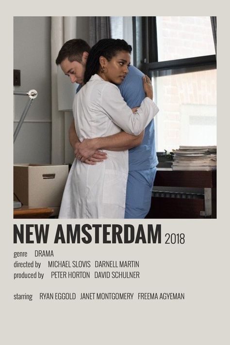 New Amsterdam Tv Series, Show Polaroid Poster, Amsterdam Aesthetic, Ryan Eggold, Polaroid Posters, Girly Movies, Film Posters Minimalist, Drama Tv Shows, Polaroid Poster