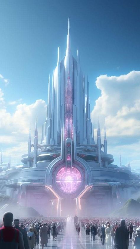 Angel City Fantasy Art, Sci Fi Castle, Futuristic Castle, Futuristic Architecture Future City, Future Technology Concept, Future Cities, Arcology, Sci Fi Architecture, Sci Fi Landscape