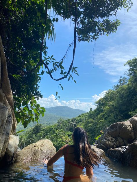 Hidden waterfall with amazing views at Koh Samui Koh Phangan Aesthetic, Thailand Waterfalls, Gili Islands Bali, Thailand Waterfall, Thailand Koh Samui, Thailand Aesthetic, Current Aesthetic, Chef Kiss, Gap Year Travel