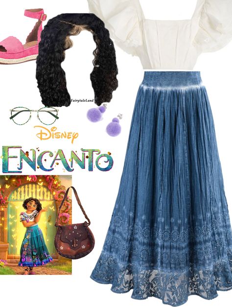 Encanto Costume Diy, Mirabel Diy Costume, Mirabel Inspired Outfit, Mirabel Encanto Costume Diy, Mirabel Adult Costume, Mirabel Encanto Disneybound, Delores Costume Encanto, Disney Princess Inspired Outfits, Black Halloween Costumes