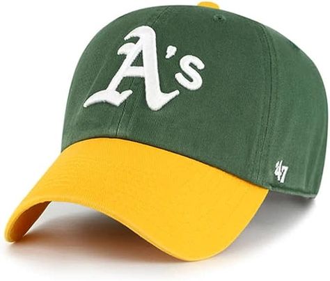 '47 Oakland Athletics A's Hat Clean Up Adjustable Strapback Two Tone Green/Yellow Cap Oakland A’s, Green Hat, Green Hats, Oakland Athletics, Baseball Caps, Style Profile, Clean Up, Green Yellow, Baseball Cap