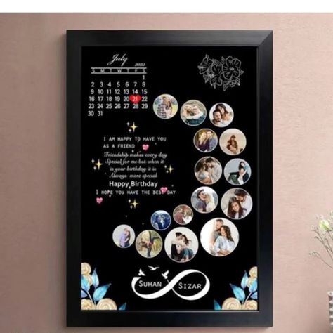 Photo Frem Idea For Gift, Birthday Photo Frame Ideas, Photo Frame Ideas, Collage Photo Frame Design, New Photo Frame, Happy Birthday Bestie, Best Photo Frames, Baby Cartoon Drawing, Birthday Photo Collage