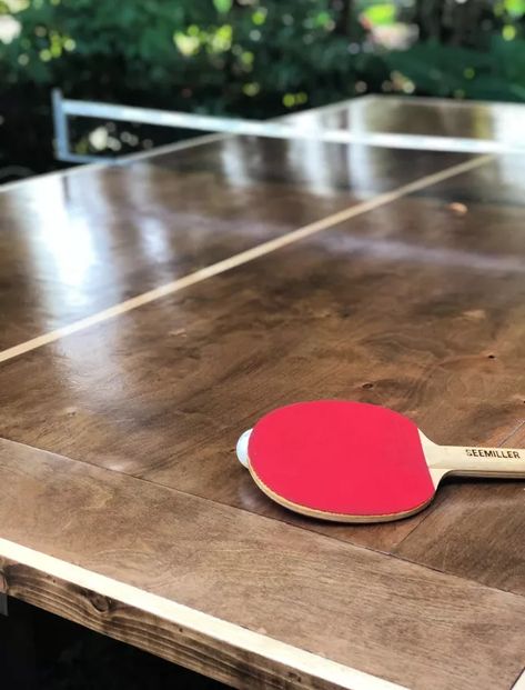 Diy Table Tennis Top, Homemade Ping Pong Table, Ping Pong Table Painted, Diy Ping Pong Table, Ping Pong Dining Table, Folding Ping Pong Table, Ping Pong Table Top, Diy Wall Sconces, Patio Refresh