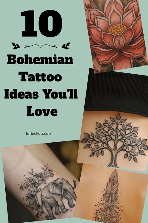 Explore the ethereal world of bohemian tattoos for women with these creative and unique bohemian tattoo ideas. From delicate floral patterns to intricate mandalas, these bohemian tattoo designs are perfect for those seeking a free-spirited and artistic expression. Embrace your inner wanderlust and channel your boho vibes with these charming bohemian tattoos that exude individuality and creativity. Boho Hand Tattoos For Women, Hippy Tattoos For Women, Boho Tattoo Ideas Hippie Bohemian, Romani Tattoos, Bohemian Tattoo Ideas, Bohemian Tattoos For Women, Boho Tattoos For Women, Ethereal Tattoo Ideas, Bohemian Tattoo Sleeve