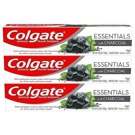 Amazon.com : Colgate Charcoal Teeth Whitening Toothpaste, Natural Mint Flavor, Vegan, 4.6 Ounce, 3 Pack : Health & Household Activated Charcoal Teeth Whitening, Hair Tool Set, Herbal Toothpaste, Charcoal Toothbrush, Coconut Oil For Teeth, Charcoal Toothpaste, Strengthen Teeth, Teeth Whitening Toothpaste, Charcoal Teeth Whitening