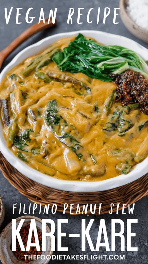 Vegetarian Kare Kare Recipe, Vegetarian Recipes Filipino, Vegan Kare Kare, Filipino Recipes Vegetarian, Pinoy Vegetable Recipe, Vegetarian Filipino Food, Authentic Filipino Recipes, Healthy Filipino Food, Vegan Filipino Food