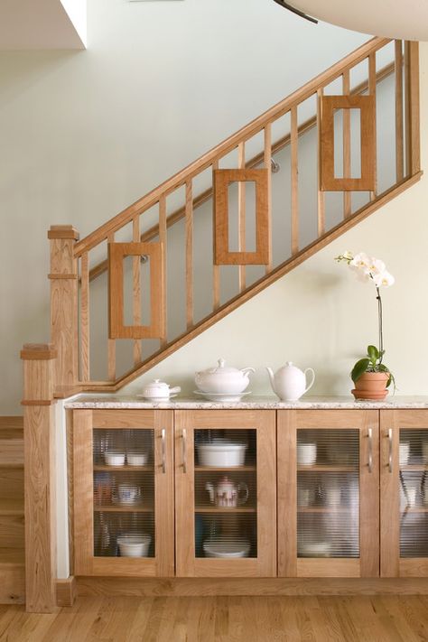 . Cabinet Under Stairs, Space Under Stairs, Sideboard Modern, Contemporary Staircase, Staircase Storage, Contemporary Sideboard, Stair Railing Design, Stair Case, Casa Vintage