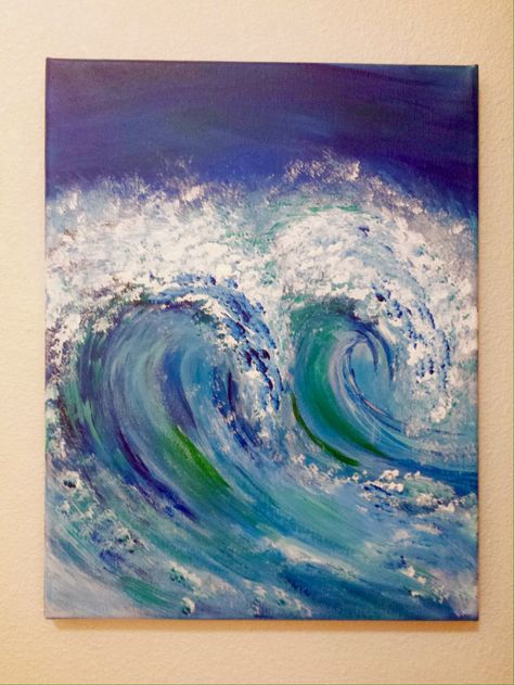 Acrylic Ocean, Ocean Canvas, Soyut Sanat Tabloları, Easy Canvas Painting, Painting Ideas On Canvas, Acrylic Painting For Beginners, Acrylic Painting Tutorials, Cat Air, Simple Acrylic Paintings