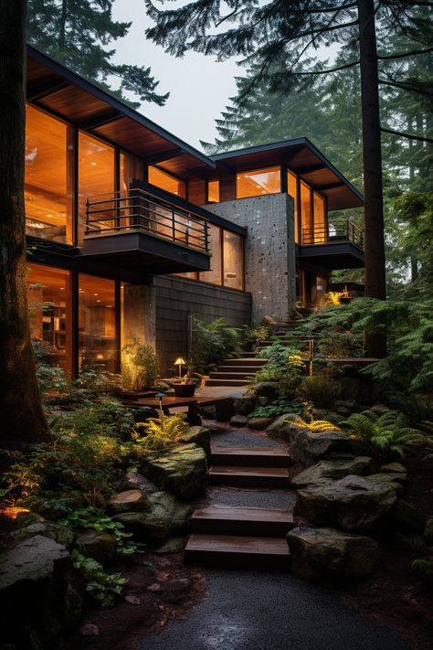 Touring 70+ Strikingly Beautiful Forest Homes That Bring the Outdoors In - Days Inspired Cabin Patio, Forest Homes, Cabin Living Room, Cozy Cabins, Earthy Home, Forest Cabin, Modern Mansion, Modern Outdoor Furniture, Backyard Retreat