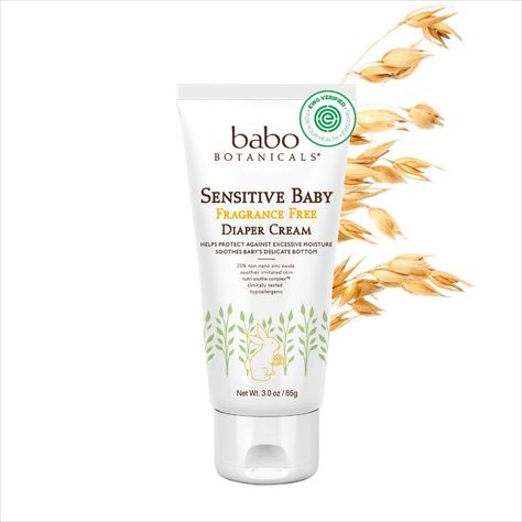 Babo Botanicals Sensitive Baby Zinc Diaper Cream With Colloidal Oatmeal, Shea and Cocoa Butter, Fragrance-Free - 3 Oz Babo Botanicals, Diaper Rash Cream, Rash Cream, Colloidal Oatmeal, Zinc Oxide, Mineral Sunscreen, Fragrance Free, Cocoa Butter, Fragrance Free Products