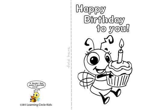 DIY Free printable birthday card for kids to decorate and write their own message. Print on card stock. http://readerbee.com Coloring Birthday Cards, Printable Playing Cards, Free Printable Birthday Cards, Birthday Cards To Print, Happy Birthday Coloring Pages, Happy Birthday Cards Printable, Happy Birthday Printable, Free Birthday Card, Birthday Coloring Pages