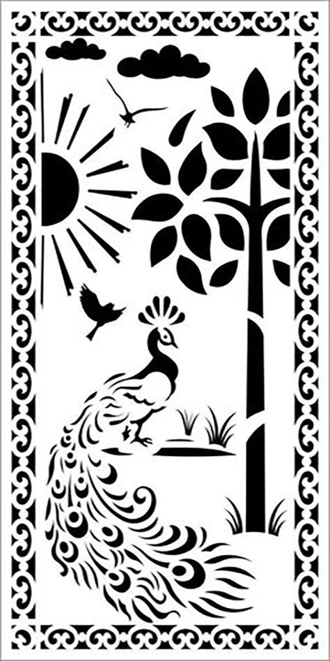 Peacock Stencil, Cars Coloring, Jaali Design, Laser Cut Stencils, Cnc Art, Temple Design For Home, Free Vector Files, Door Glass Design, Door Gate Design