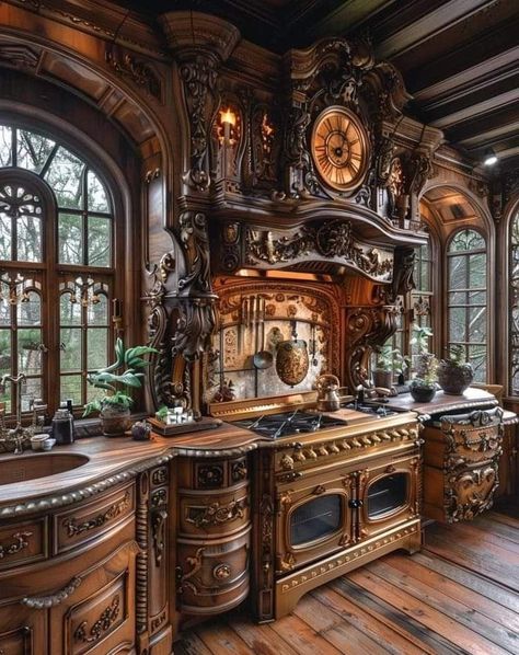 Mansion Kitchen, Dream Closet Design, Castle Mansion, Goth Home, Goth Home Decor, Closet Design, Kitchen Style, Country Kitchen, Beautiful Kitchens