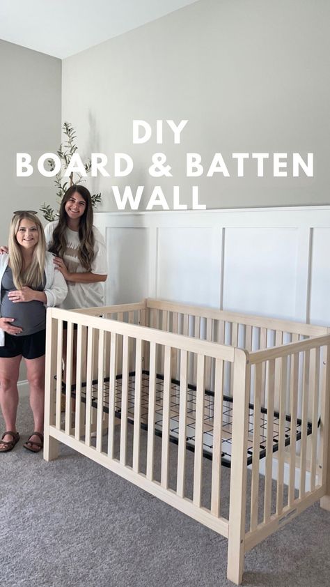 Instagram Board And Batten Accent Wall, Batten Accent Wall, Living Room Addition, Faux Wainscoting, Nursery Accent Wall, Batten Wall, Brad Nailer, Board And Batten Wall, Diy Accent Wall