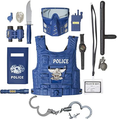 Kids Police Costume, Police Officer Halloween Costume, Police Officer Halloween, Police Baton, Police Accessories, Police Toys, Police Officer Costume, Kids Police, Police Costume