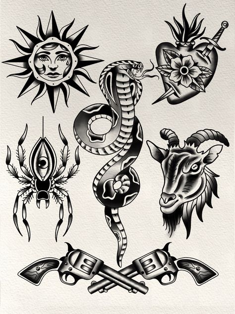 Traditionelles Tattoo-Blitzlicht zum Ausdrucken im A4-Format Digitale Datei Tattoo Shirt Design, Traditional Sailor Tattoos, American Traditional Tattoo Flash, Traditional Tattoo Black And Grey, Flash Art Tattoos, Traditional Tattoo Black And White, Traditional Tattoo Drawings, Traditional Tattoo Inspiration, Petit Tattoo