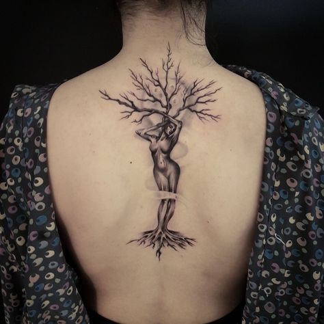 Tree Woman Tattoo, 1920s Club, Woman Tree Tattoo, Tree Tattoo Black, Woman Tree, Tree Tattoo Back, Sunflower Tattoo Shoulder, Tree Tattoo Designs, Silhouette Tattoos