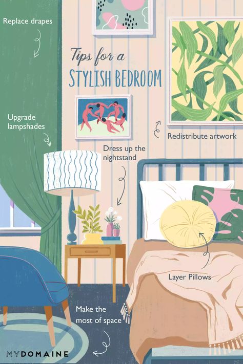 Room Illustration Bedroom, Bedding Advertising, Diary Illustration, Bed Illustration, Upgrade Home, Illustration Bedroom, Pillow Illustration, Illustration Magazine, Bedroom Illustration