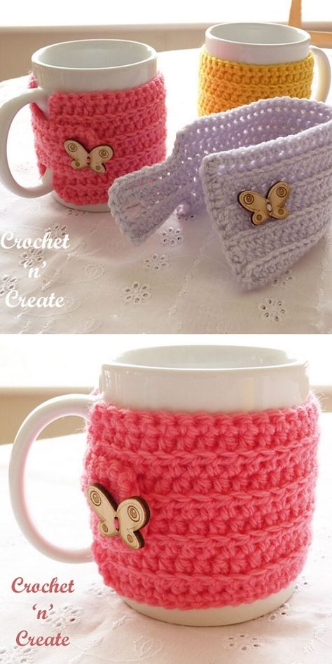 35 Warm And Practical Cup Cozy Ideas That Make You Smiling Stuffed Mug Gift Ideas, Coffee Mug Crochet Cozy, Crochet Stanley Cup Holder, Crochet Mug Cozy Free Pattern, Crochet Cup Cozy Free Pattern, Cup Holder Crochet, Quick Teacher Gifts, Cup Sleeve Pattern, Crochet Charms