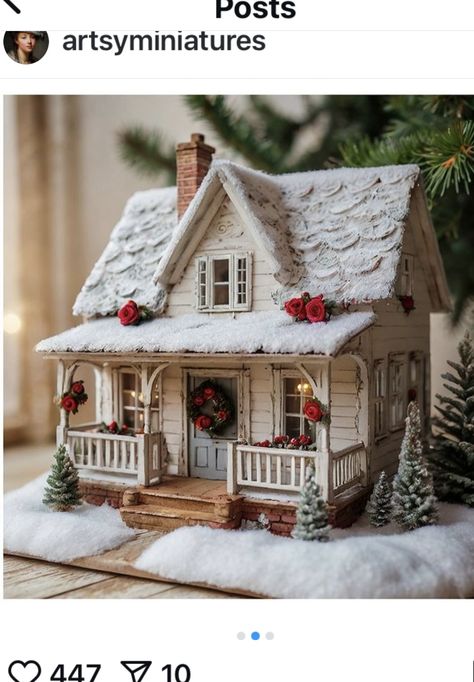 Paper Village Houses, Xmas Village Diy, Christmas Minature Village Ideas, Painted Christmas Houses Diy, Homemade Christmas Village, Mini Christmas Houses Diy, Christmas Village Ideas Diy, Painting Christmas Village Houses, Christmas Village Houses Diy