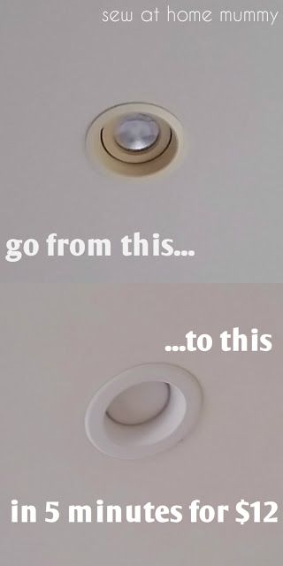 Sew at Home Mummy DIY | quick and easy upgrade to recessed can pot down lights | cheap replacement retrofit recessed lights | LED lights | basement lighting Led Lights Basement, Mummy Diy, Recessed Lights In Kitchen, Easy Home Diy Upgrades, Lighting Updates, Basement Lighting, Down Lights, Diy Terrarium, Recessed Lights