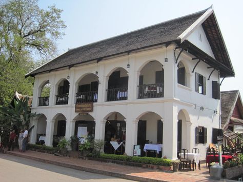 Hungry Woman Eats: For the Love of French Colonial Architecture (Luang Prabang, Laos) French Colonial Architecture, French Colonial Style, Tropical Colonial, Kerala Architecture, British Colonial Architecture, Luang Prabang Laos, British Colonial Decor, Tropical Architecture, Colonial Style Homes