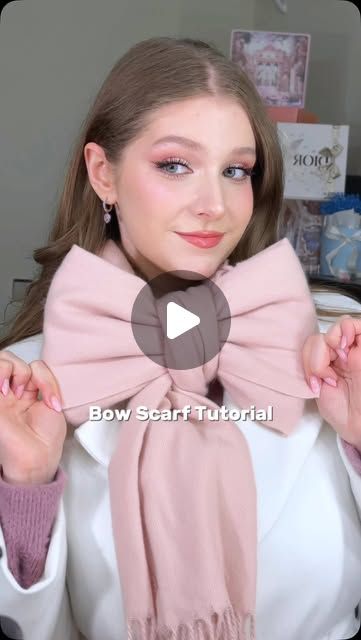 Olya on Instagram: "Bow Scarf Tutorial 🎀 Follow for more tips! ✅

#scarf #scarfstyle #scarffashion #fashiontips #winterfashion #coquette #cutestyle #bow" Scarf Bow Tutorial, Bow Scarf Tutorial, How To Fold A Scarf, How To Fold Scarf, Scarf Bow, Bow Scarf, Scarf Tutorial, Diy Fashion Hacks, Fancy Nancy