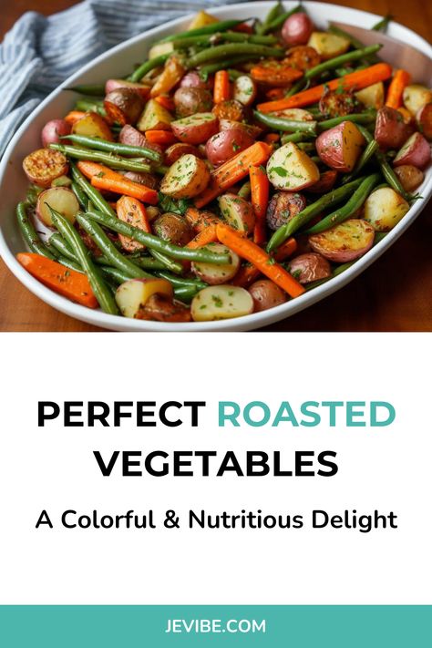 Perfect Roasted Vegetables: A Colorful & Nutritious Delight 🥕🥔🌿 Potatoes Carrots Green Beans, Recipes With Carrots And Potatoes, Carrots And Green Beans Side Dishes, Beans And Carrots Recipes, Roasted Frozen Green Beans, Green Beans Roasted, Oven Green Beans, Sweet Potato Green Beans, Roasted Veggies Recipe