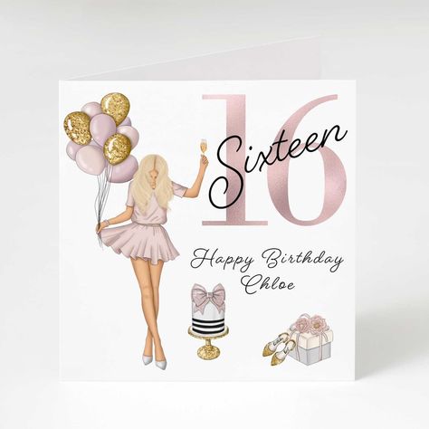 Personalised Birthday Card Personalised 16th birthday card | Etsy Unicorn Birthday Cards, 16th Birthday Card, Last Minute Birthday Gifts, 18th Birthday Cards, Birthday Card For Her, 21st Birthday Cards, Special A, Greeting Card Envelope, 17th Birthday