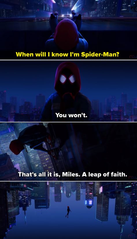 Miles Morales Leap Of Faith Wallpaper, Miles Morales A Leap Of Faith, Its A Leap Of Faith Spiderman Wallpaper, Leap Of Faith Tattoo Spiderman, Its A Leap Of Faith Spiderman Tattoo, Into The Spider Verse Quotes, Spider Verse Leap Of Faith, Into The Spider Verse Tattoo, A Leap Of Faith Spiderman