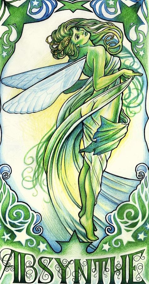 Green Fairy Absinthe, Absinthe Fairy, Absinthe Art, Mucha Art, Alfons Mucha, Green Fairy, Alphonse Mucha, Absinthe, Fairy Art