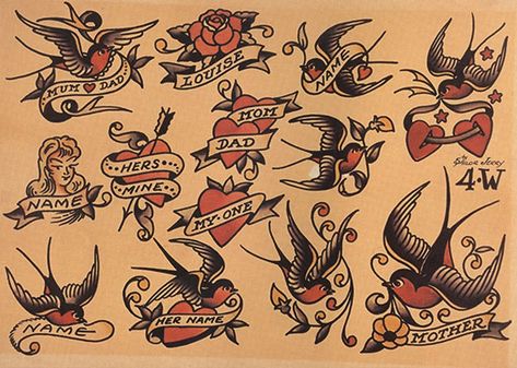 Sailor Jerry Tattoo Ideas | Designs for Sailor Jerry Tattoos Sailor Jerry Flash, Sailor Jerry Tattoo Flash, Sailor Tattoos, Monami Frost, Sailor Tattoo, Timeless Tattoo, Sailor Jerry Tattoos, Nautical Tattoo, Omerta Tattoo