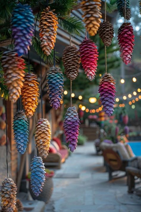 Diy Yard Art Ideas, Yard Art Ideas, Pinecone Ideas, Diy Yard Art, Witchy Garden, Fantasy Cottage, Creative Garden Decor, Pinecone Crafts, Painted Pinecones