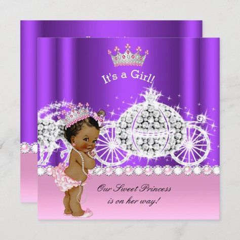 $2.85 | Ethnic Princess Baby Shower Carriage Pink Purple - Baby Shower Invitations Purple Baby Shower, Purple Invitation, Princess Baby Shower Invitation, Purple Card, Purple Invitations, Custom Baby Shower Invitations, Winter Wonderland Baby Shower, Vintage Baby Shower, Baby Shower Purple