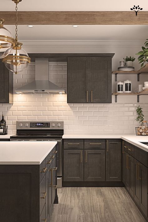 Discover the Luxor Smoke Grey Shaker Cabinets—sleek and stylish, ideal for modernizing your kitchen. Crafted for lasting beauty, they bring a fresh look to any home! #buildmyplace #kitchencabinets #kitchendesign #kitchen #kitchenremodel #kitchendecor #kitchenrenovation #cabinets #homedecor Maple Slate Kitchen Cabinets, Grey Wood Kitchen Cabinets, Slate Kitchen Cabinets, Dark Grey Cabinets, Modern Shaker Cabinets, Grey Shaker Cabinets, Gray Shaker Cabinets, Slate Kitchen, Grey Wood Floors