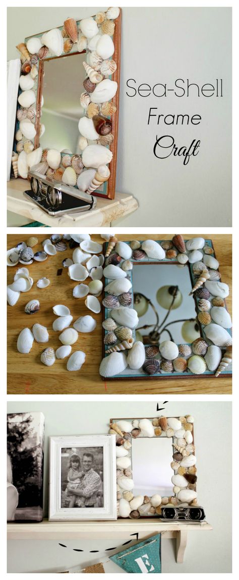 DIY Seashell Frame Craft - such an easy project and a perfect way to preserve those precious beach memories to last a lifetime! Seashell Picture Frames Diy, Fundraising Crafts, Seashell Picture Frames, Neat Crafts, Seashell Frame, Beach Memories, Memory Projects, Seashell Projects, Sharpie Crafts