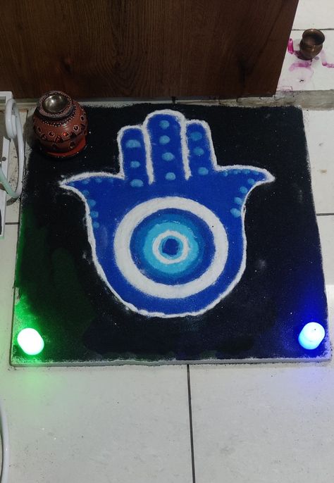 Rangoli for Kali Chaudash to keep evil away. Evil Eye Rangoli, Special Rangoli, Free Hand Rangoli Design, Free Hand Rangoli, Rangoli Design, Simple Rangoli, Free Hand, Rangoli Designs, Diwali