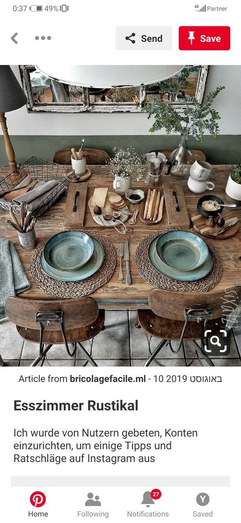 Boho Chic Decor Diy, Chic Decor Diy, Natural Wood Table, Boho Interior Design, Tafel Decor, Boho Chic Decor, Farmhouse Dining, Style At Home, Bohemian Home