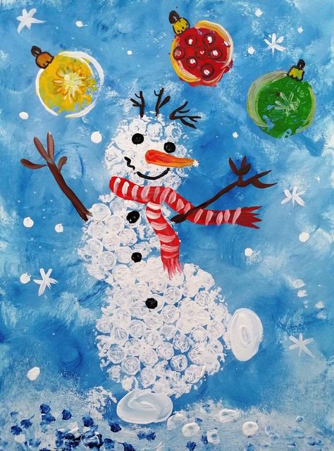 Christmas Painting Kids, Winter Painting Kids, Winter Painting For Kids, Kids Christmas Painting, Unique Place Cards, Easy Thanksgiving Table Decor, Thanksgiving Table Decor Ideas, Fall Feast, Winter Art Lesson