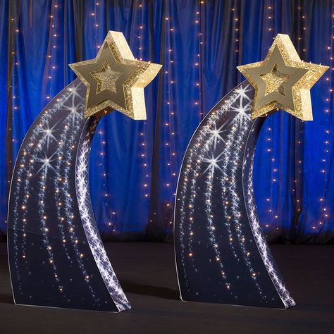 Starry Night Prom, Cardboard Props, Night To Shine, Scene Setters, Prom Theme, Cardboard Cutout, Star Party, Navy Blue Background, Star Decorations