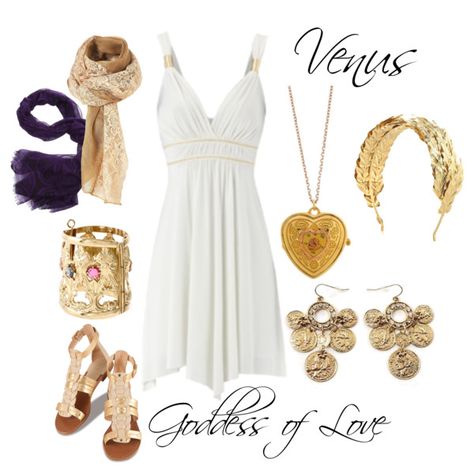 "Halloween Costume - Venus, Goddess of Love" by imonfirex727 on Polyvore Venus Costume Goddesses, Greek Goddess Outfit, Venus Goddess Of Love, Goddess Images, Small Space Decorating, Goddess Party, Halloween Costume Inspiration, Venus Goddess, Percy Jackson Outfits