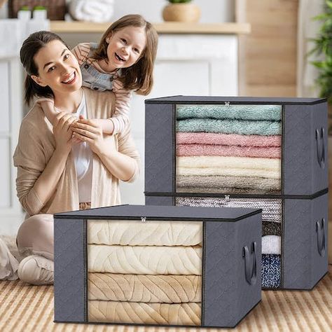 Large 6-Pack Storage Bags, Now $22.55 on Amazon Organizing Bedroom, Under Bed Storage Boxes, Closet Organizing Systems, Storage Bins With Lids, Quilt Storage, Storage Bags Organization, Non Woven Bags, Organization And Storage, Bedroom Closet