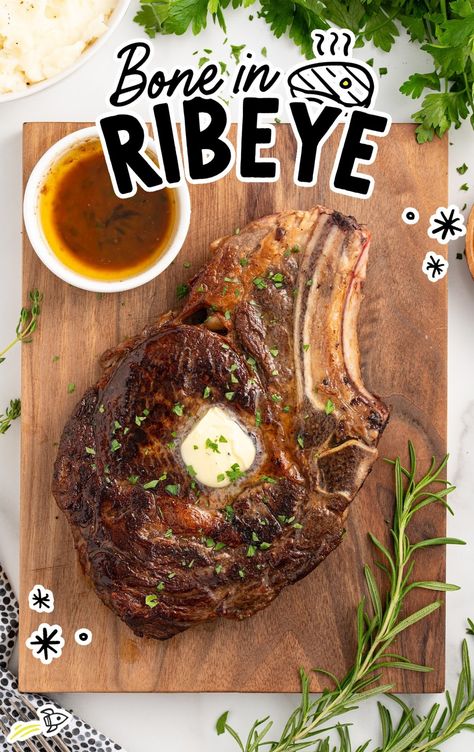 Enjoy a bone in ribeye with rich, juicy flavor and a perfect sear in under 30 minutes—restaurant-quality steak made easy at home. Bone In Steak Recipes, Beef Ribeye Steak Recipe, Bone In Ribeye Steak, Beef Ribeye Roast, Best Cut Of Steak, Rib Eye Recipes, Chimichanga Recipe, Ribeye Steak Recipes, Ribeye Roast